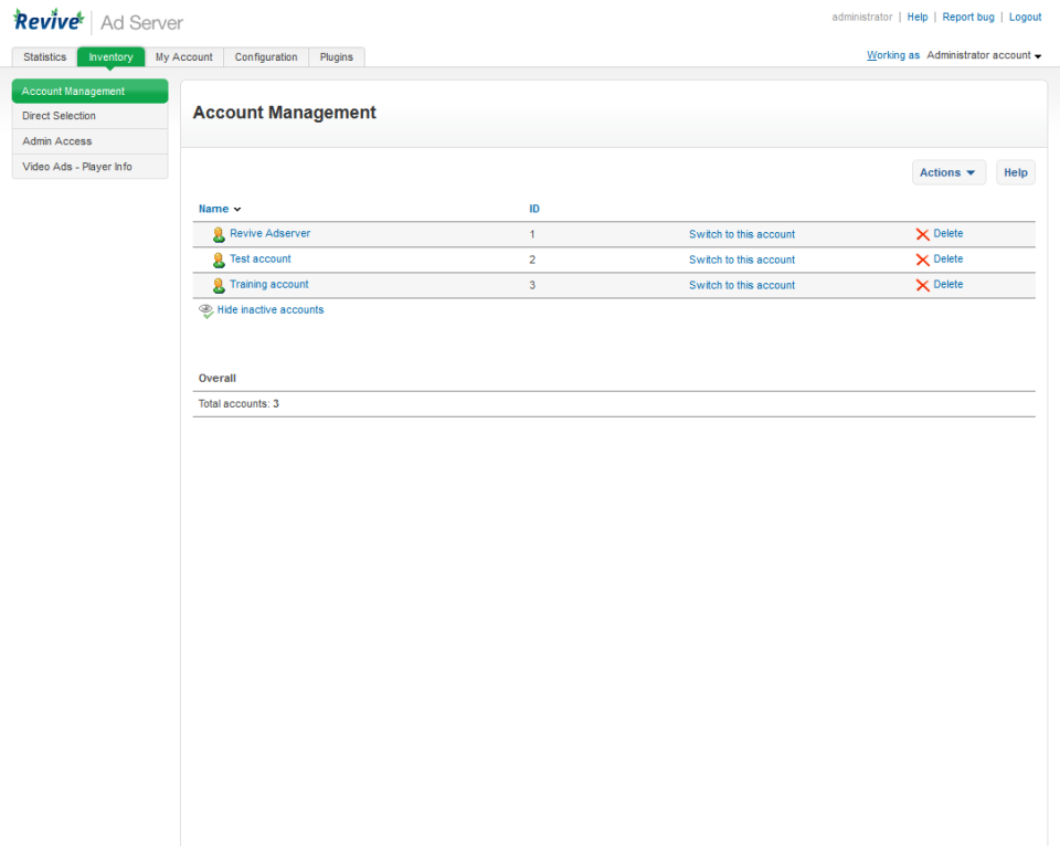screenshot of Revive Adserver